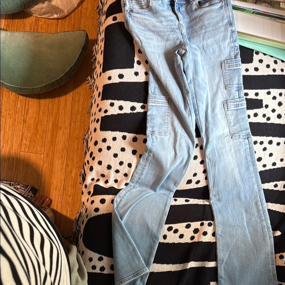 Light Blue Women's Cargo Jeans